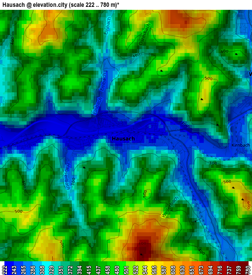 Hausach elevation map