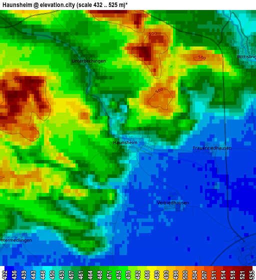 Haunsheim elevation map