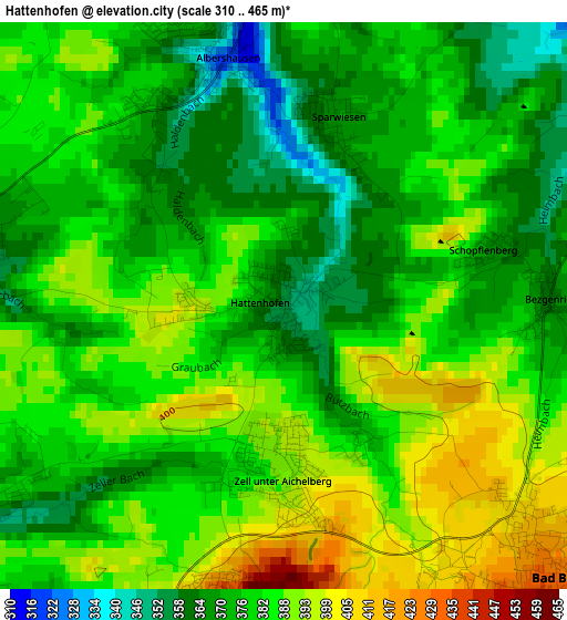 Hattenhofen elevation map