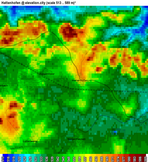 Hattenhofen elevation map