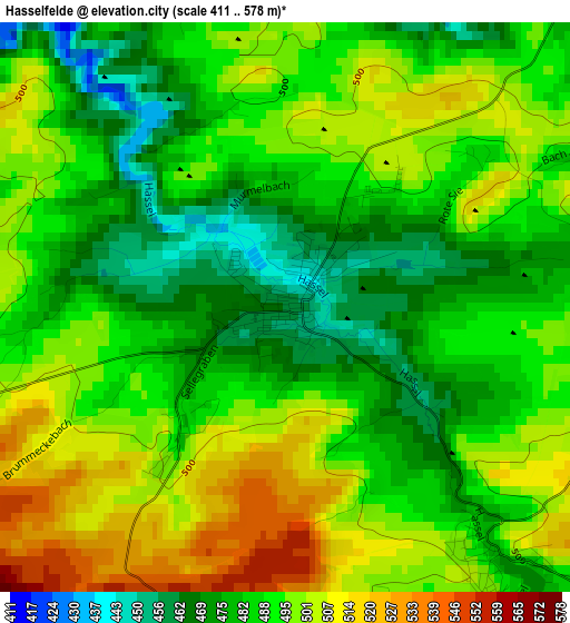 Hasselfelde elevation map