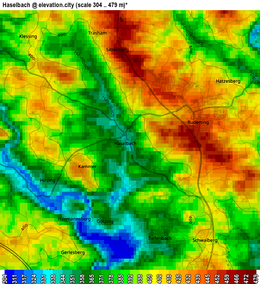 Haselbach elevation map