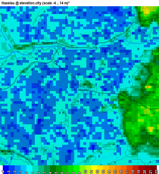 Haselau elevation map