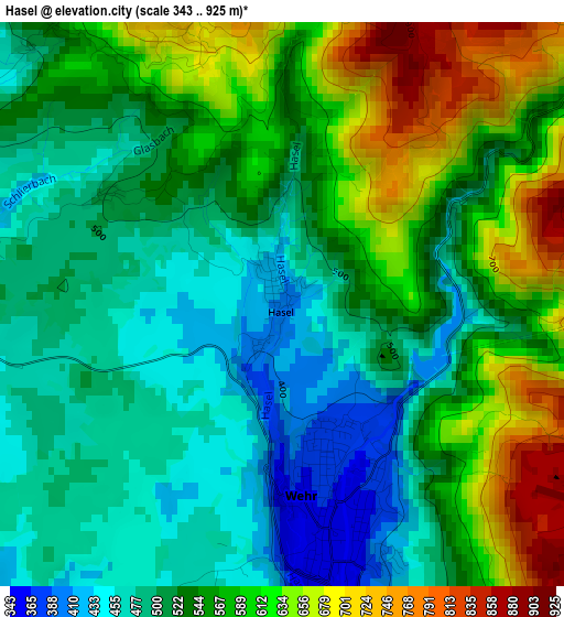 Hasel elevation map