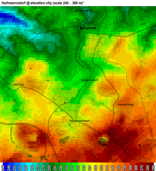 Hartmannsdorf elevation map