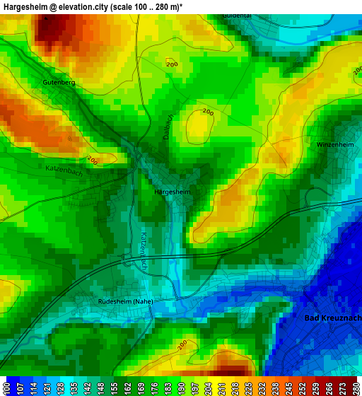 Hargesheim elevation map