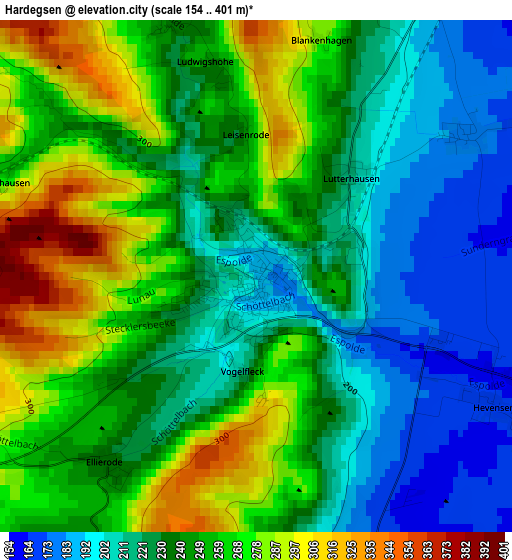 Hardegsen elevation map