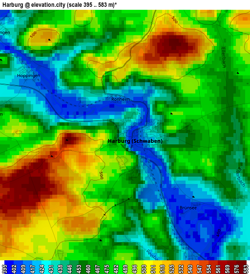 Harburg elevation map