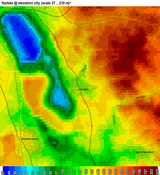 Harbke elevation map