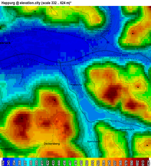 Happurg elevation map