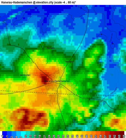 Hanerau-Hademarschen elevation map