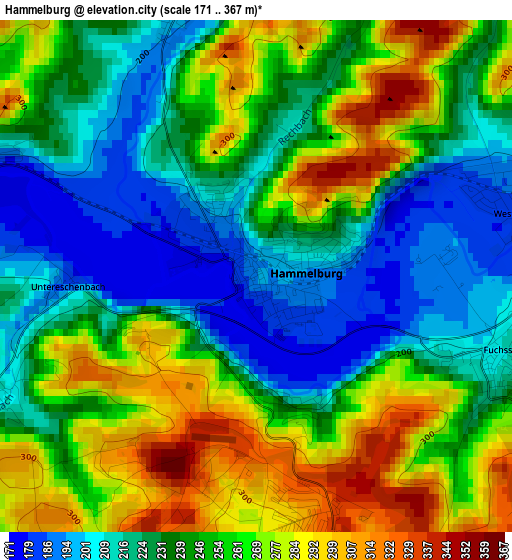 Hammelburg elevation map