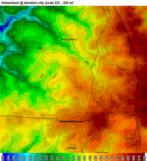 Halsenbach elevation map