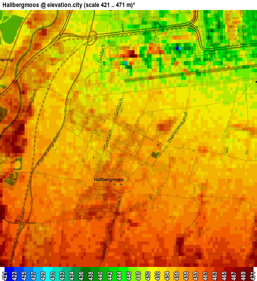 Hallbergmoos elevation map