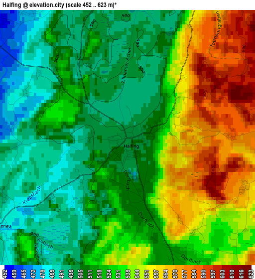 Halfing elevation map