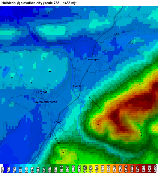 Halblech elevation map