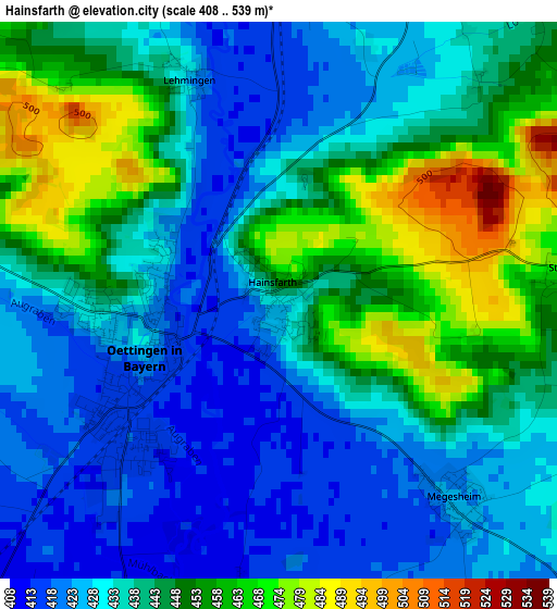 Hainsfarth elevation map