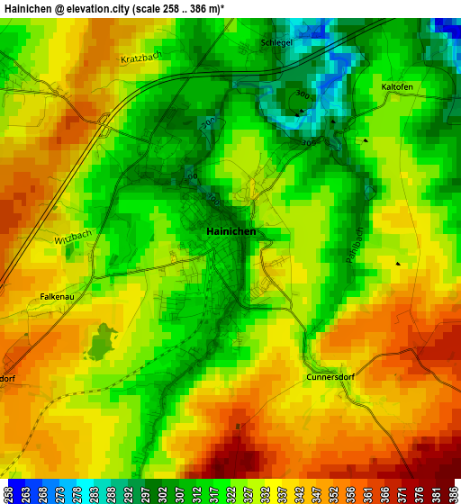 Hainichen elevation map