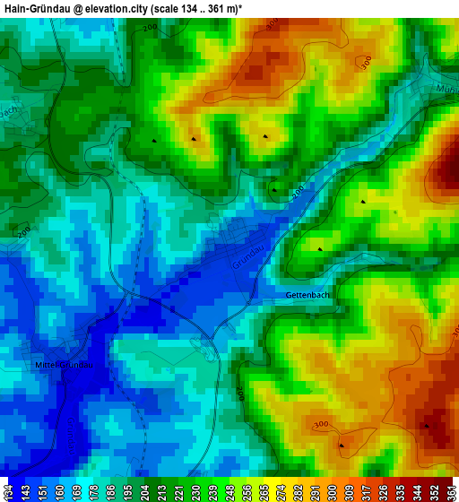 Hain-Gründau elevation map