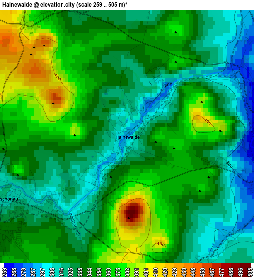 Hainewalde elevation map