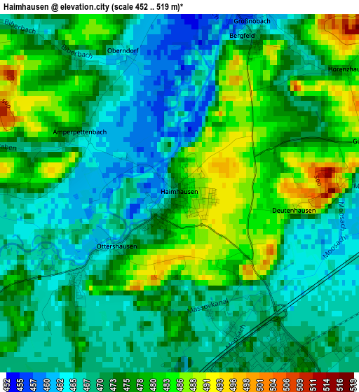 Haimhausen elevation map