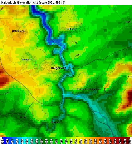 Haigerloch elevation map