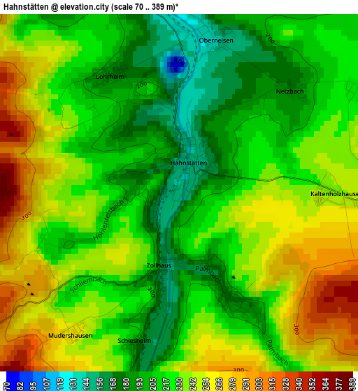 Hahnstätten elevation map