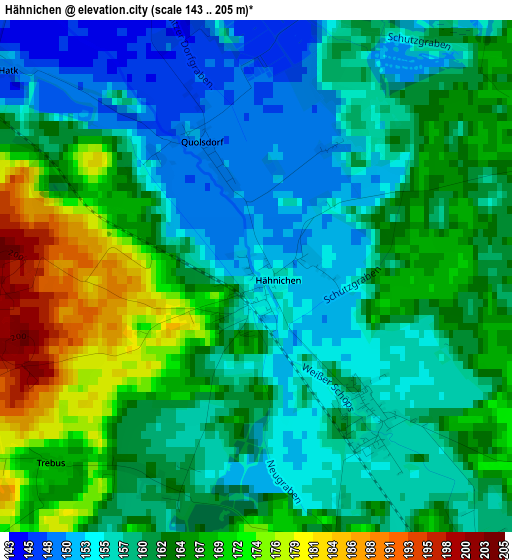 Hähnichen elevation map