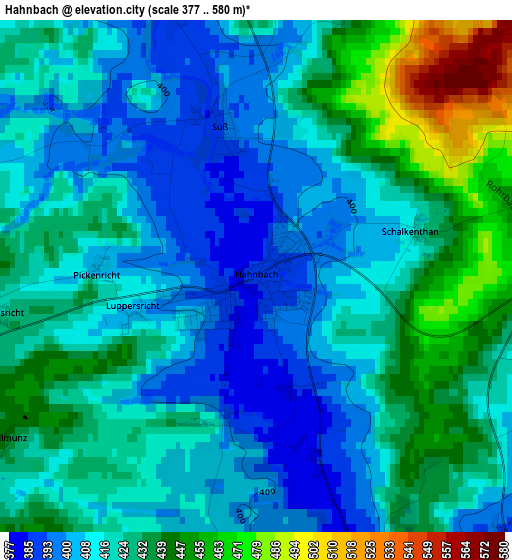 Hahnbach elevation map