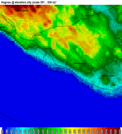 Hagnau elevation map