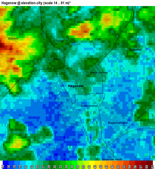 Hagenow elevation map