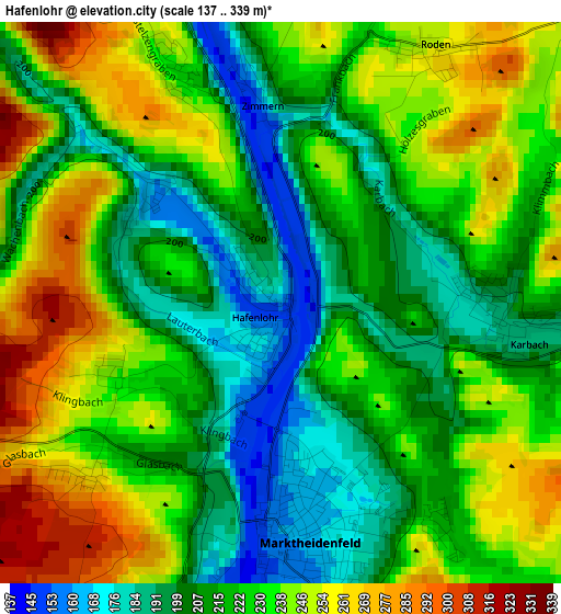 Hafenlohr elevation map