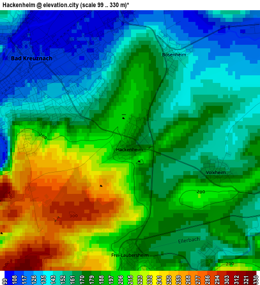 Hackenheim elevation map