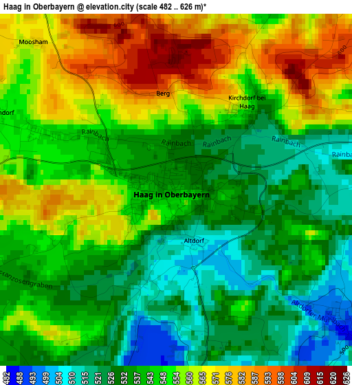 Haag in Oberbayern elevation map