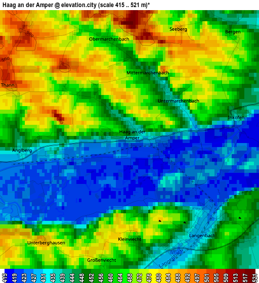 Haag an der Amper elevation map