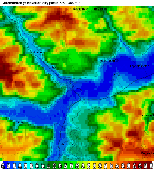 Gutenstetten elevation map