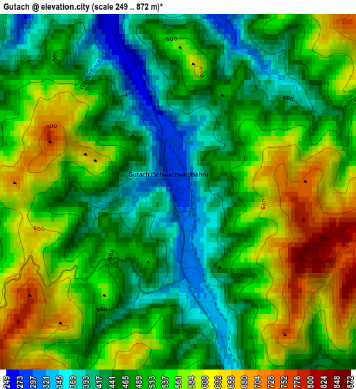 Gutach elevation map