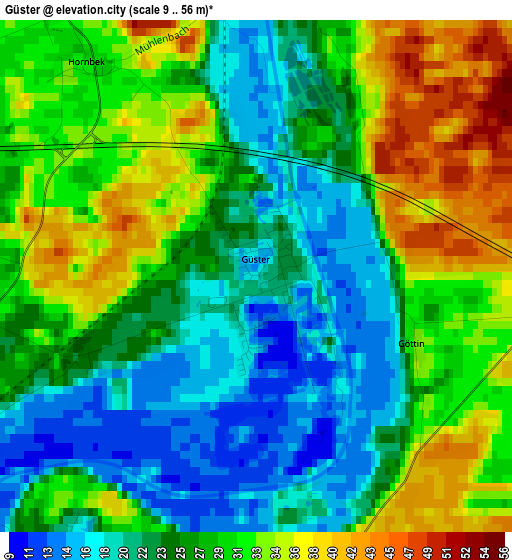 Güster elevation map