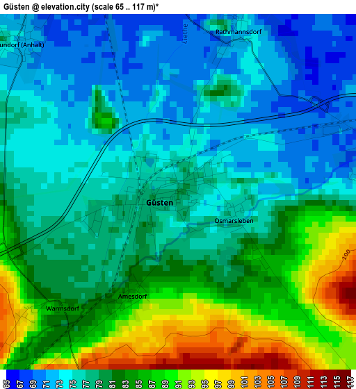 Güsten elevation map