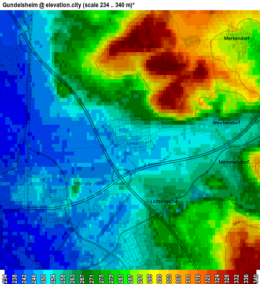 Gundelsheim elevation map