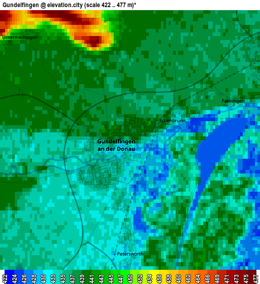 Gundelfingen elevation map