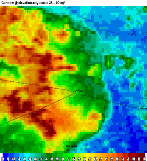 Gumtow elevation map