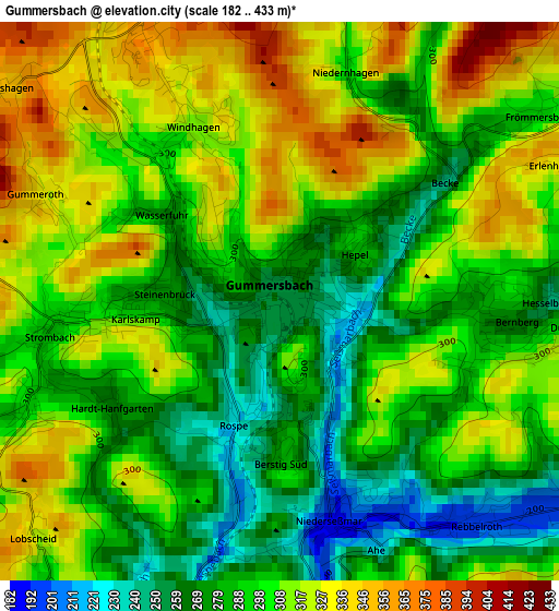 Gummersbach elevation map