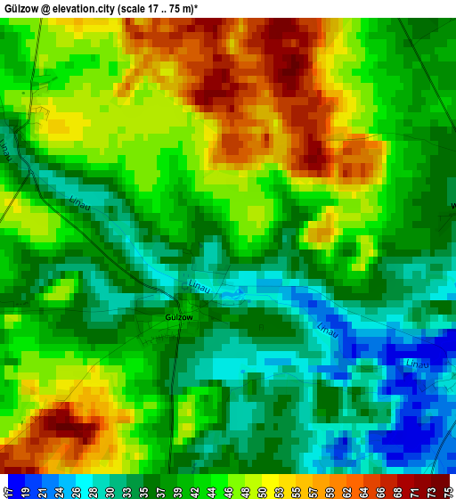 Gülzow elevation map