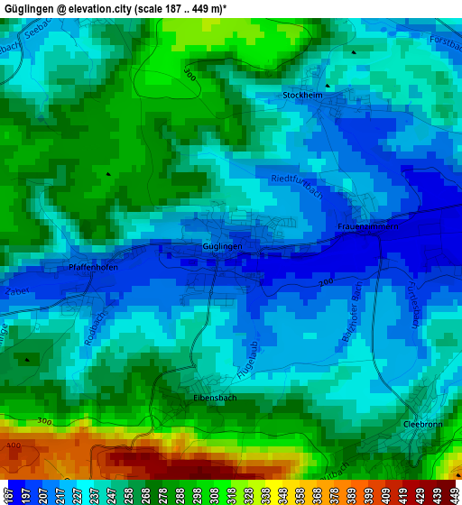 Güglingen elevation map