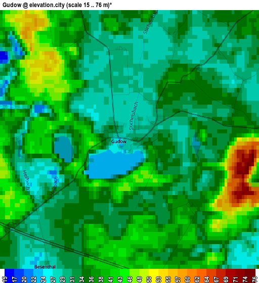 Gudow elevation map