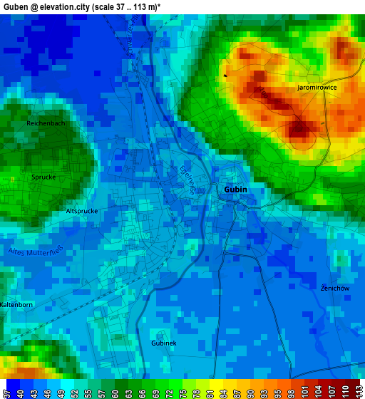 Guben elevation map