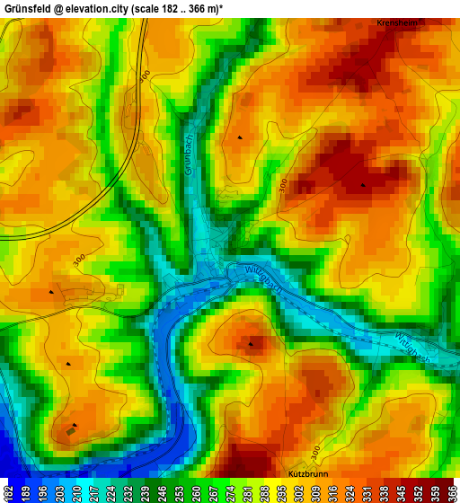 Grünsfeld elevation map