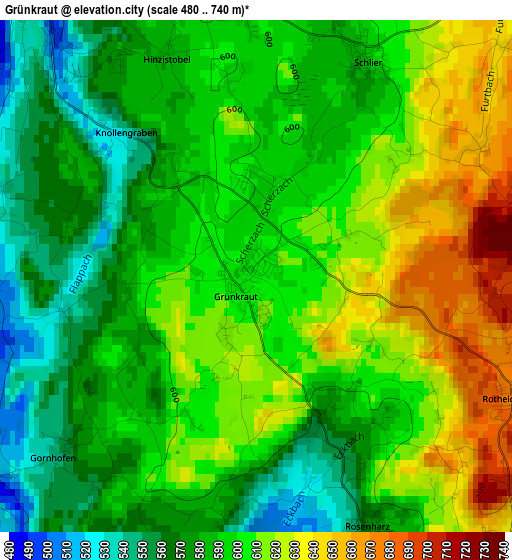 Grünkraut elevation map