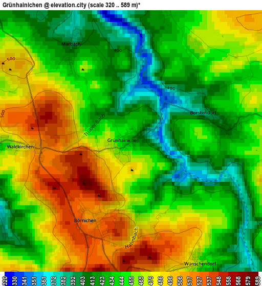 Grünhainichen elevation map